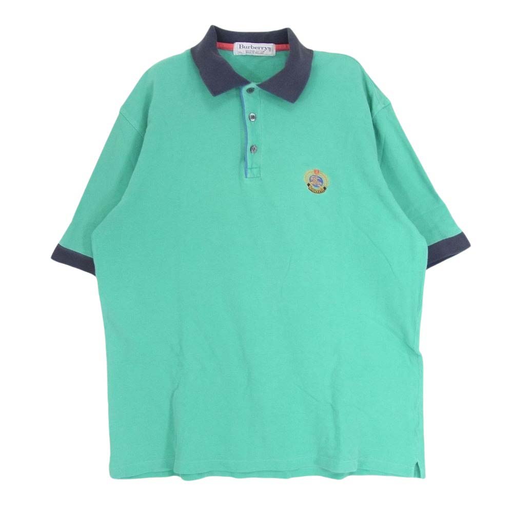 Burberrys希少90sロゴ刺繍ノバチェック柄金ボタン半袖ポロシャツ 希少