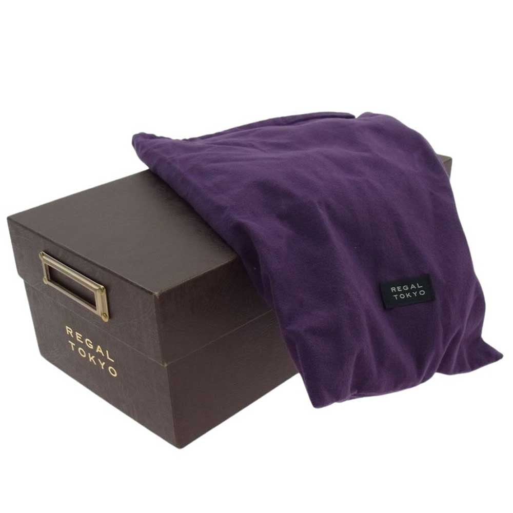REGAL リーガル パンチドキャップトゥ レザー 外ばね シューズ ブラック系 25.5【美品】【中古】