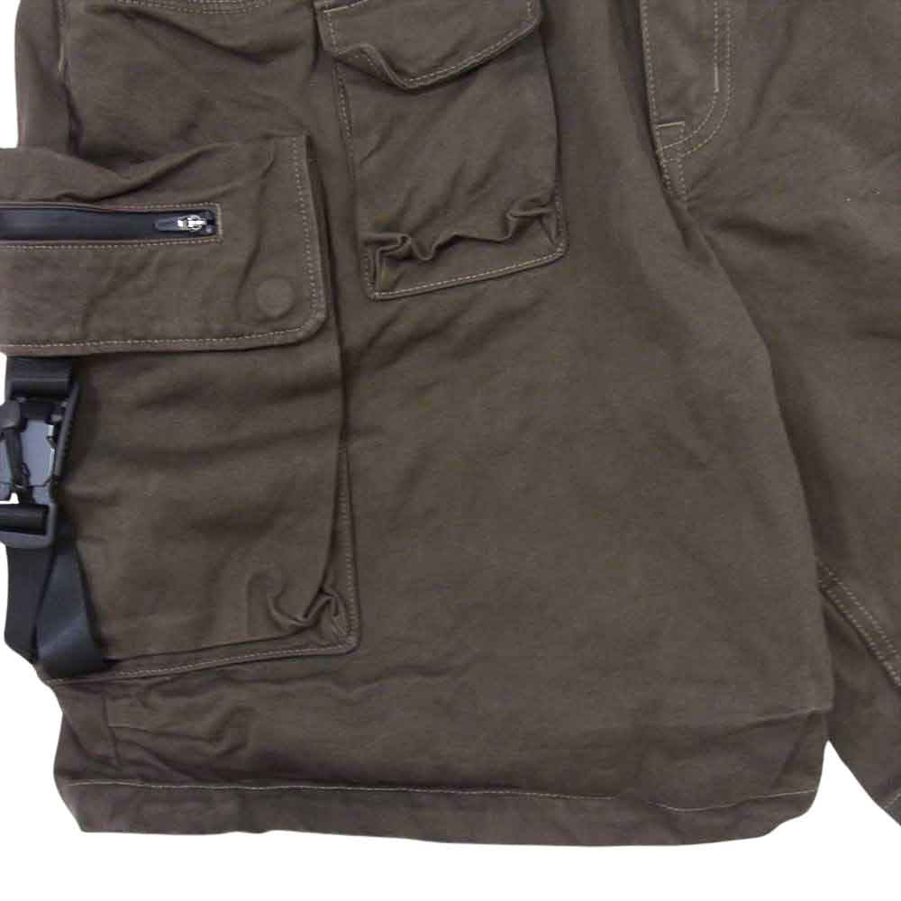ラク コットン ハーフ カーゴ ショート パンツ カーキ系 L【中古】