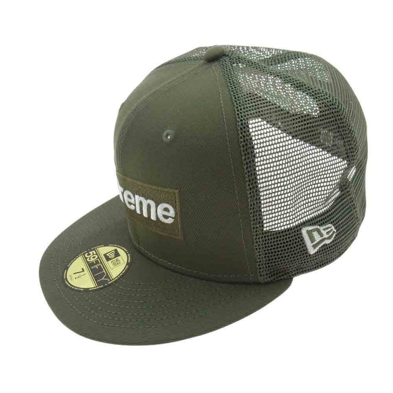 Supreme シュプリーム Box Logo Mesh Back New Era Cap ボックスロゴ ニューエラ メッシュ キャップ カーキ系  59.6cm【美品】【中古】