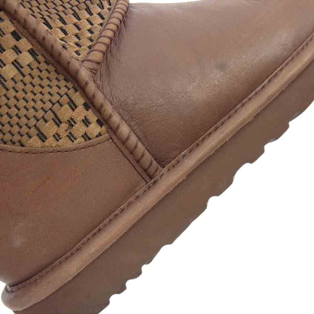 UGG アグ 1010648 編込み ムートン ブーツ ブラウン系 26cm【中古】