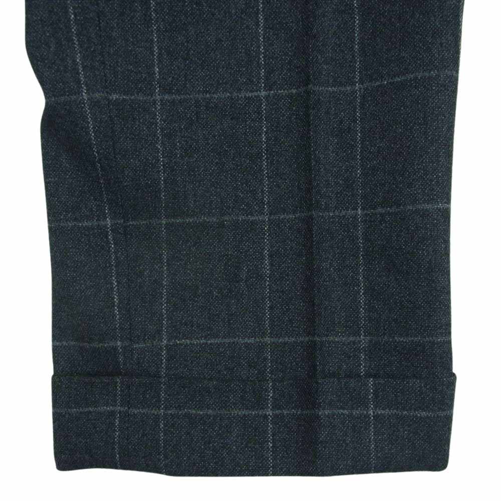 リングジャケット guji グジ ウール モヘア カシミア チェック ジャケット パンツ セットアップ グレー系 48【中古】