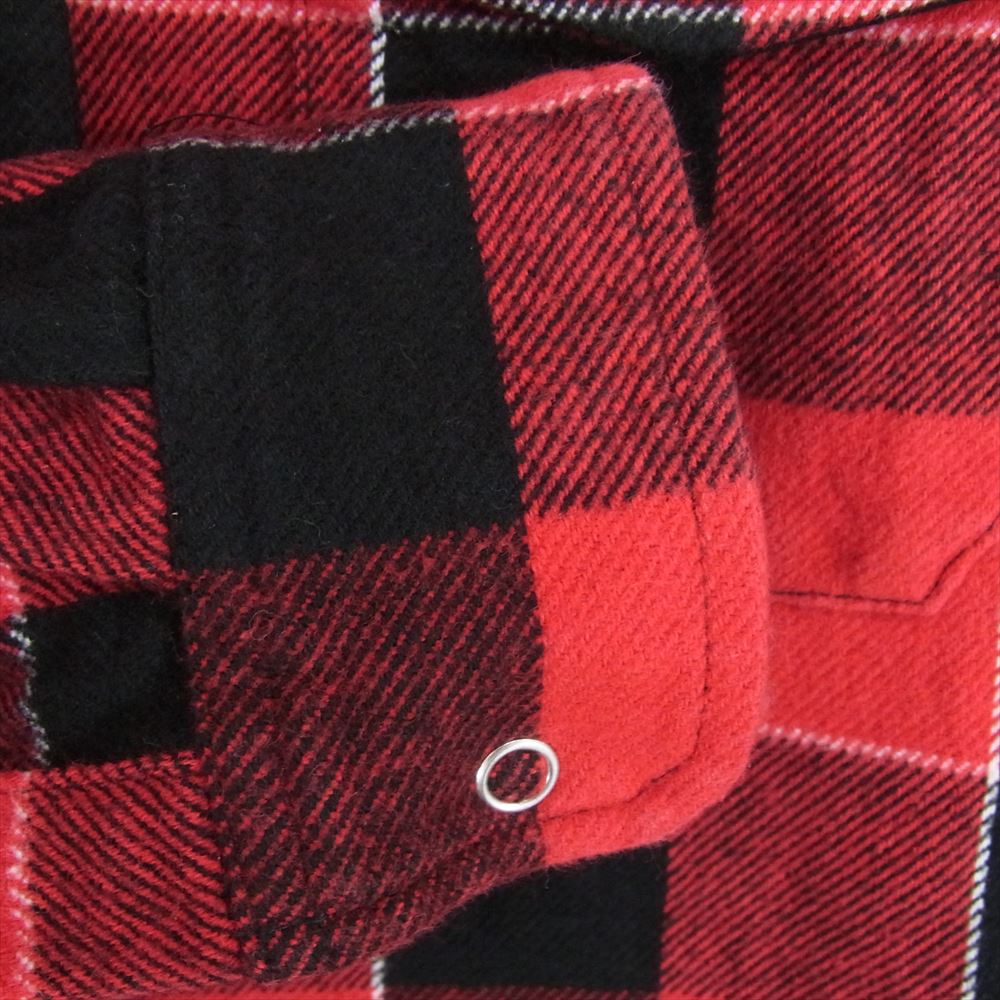 エクストララージ 1164402 バックロゴプリント チェック柄 ネルシャツ フーディ パーカー レッド系 M【中古】