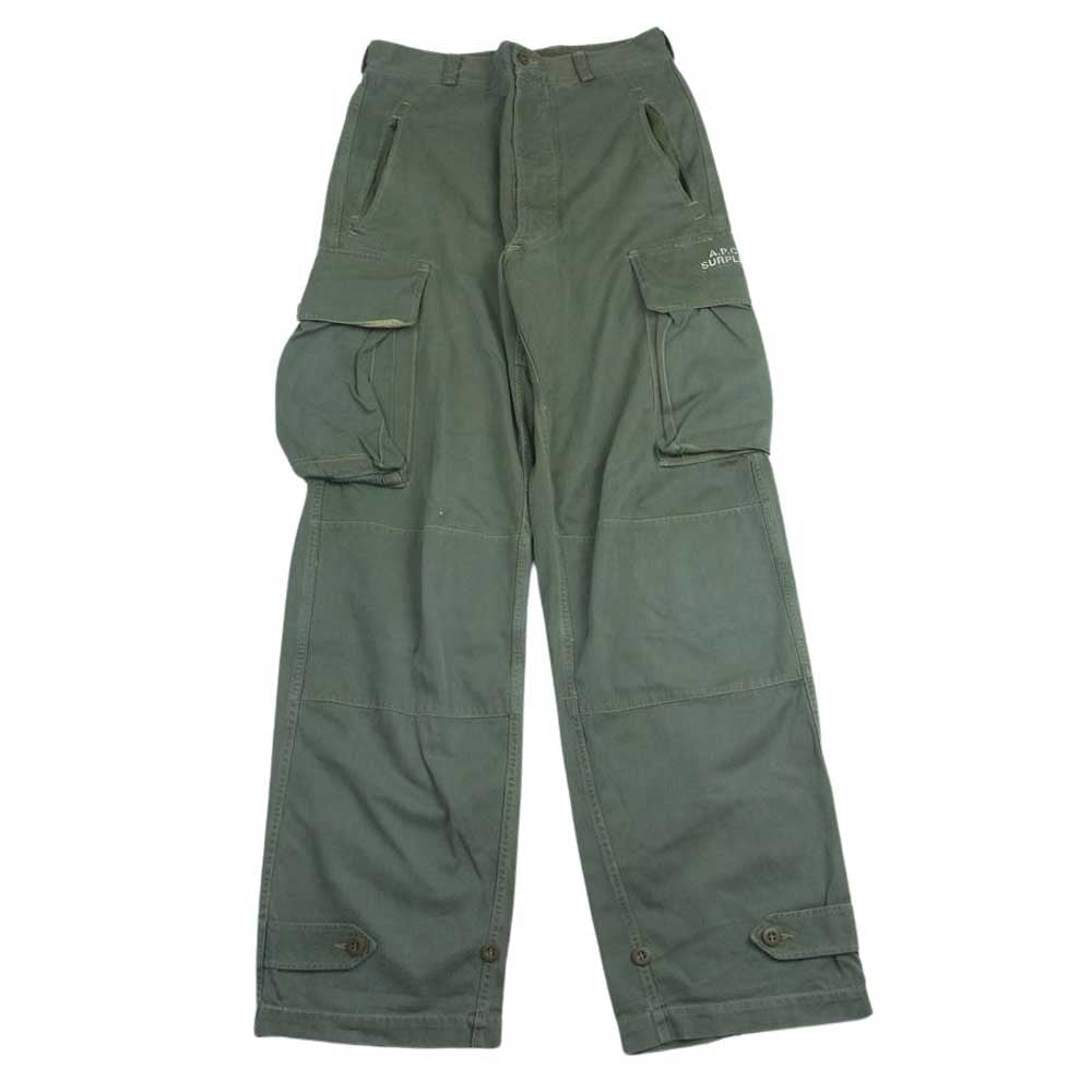 A.P.C. アーペーセー SURPLUS サープラス ステンシル リメイク カスタム品 french army military m47 フランス軍 後期 ミリタリー カーゴパンツ カーキ系 41【中古】 A.P.C. アーペーセー SURPLUS サープラス ステンシル リメイク