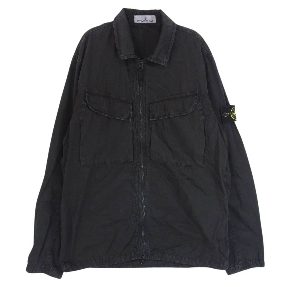 STONE  ストーンアイランド 7715101MN ロゴワッペン付き ガーメントダイ ジップアップ ジャケット ブルゾン ブラック系 M【中古】 STONE ISLAND ストーンアイランド 7715101MN ロゴワッペン付き