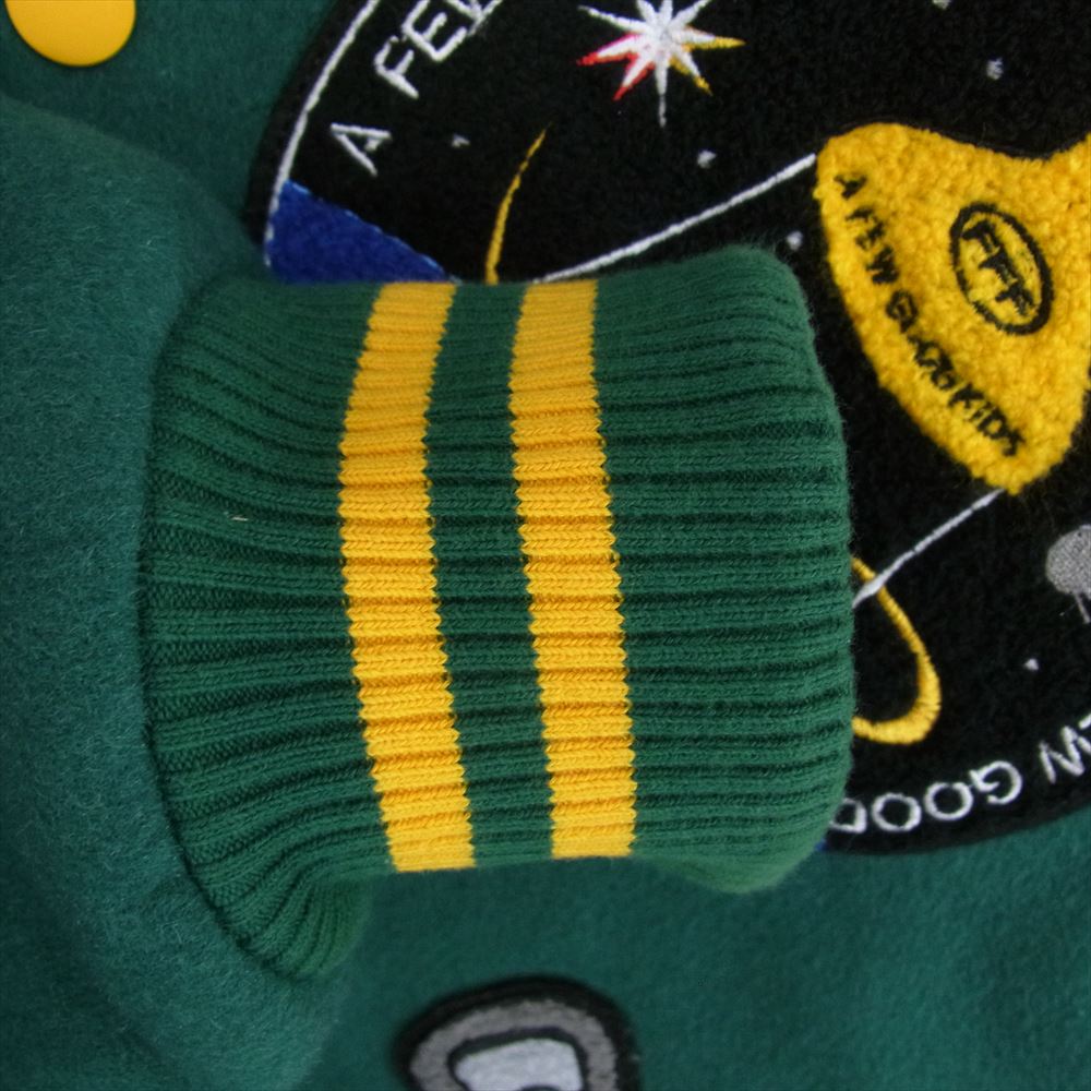 ア フュー グッド キッズ ROCKET COLLEGE JACKET ロケット カレッジ スタジアム ジャンパー グリーン系 XL【中古】