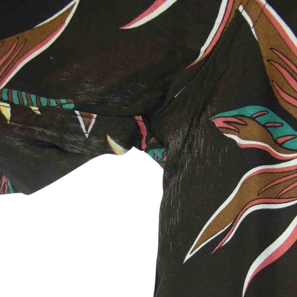 WACKO MARIA ワコマリア HAWAIIAN ハイビスカス レーヨン アロハ オープンカラー 半袖 ハワイアン シャツ ダークブラウン系 M【中古】