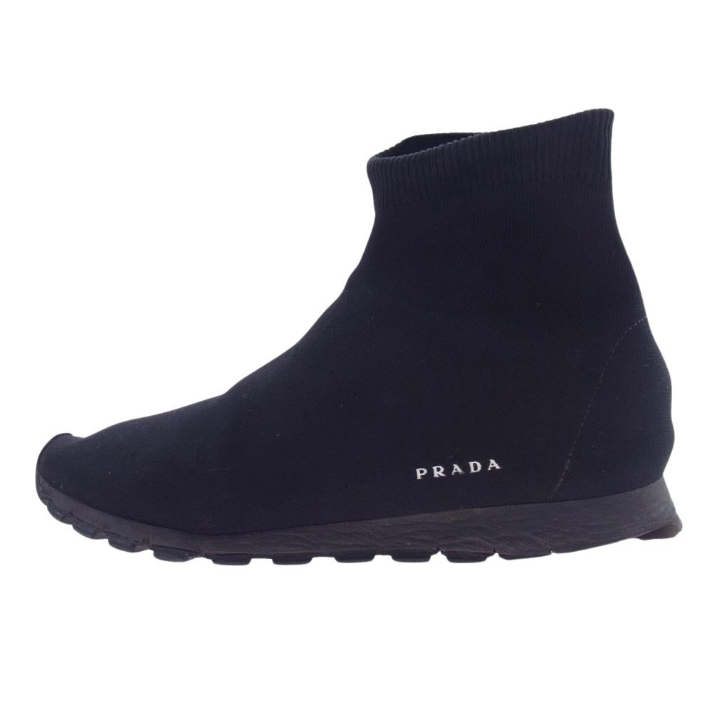 PRADA プラダ スニーカー 4T3365 ハイカット ソックス スニーカー  ブラック系 7【中古】 PRADA プラダ 4T3365 ハイカット ソックス スニーカー ブラック系 7