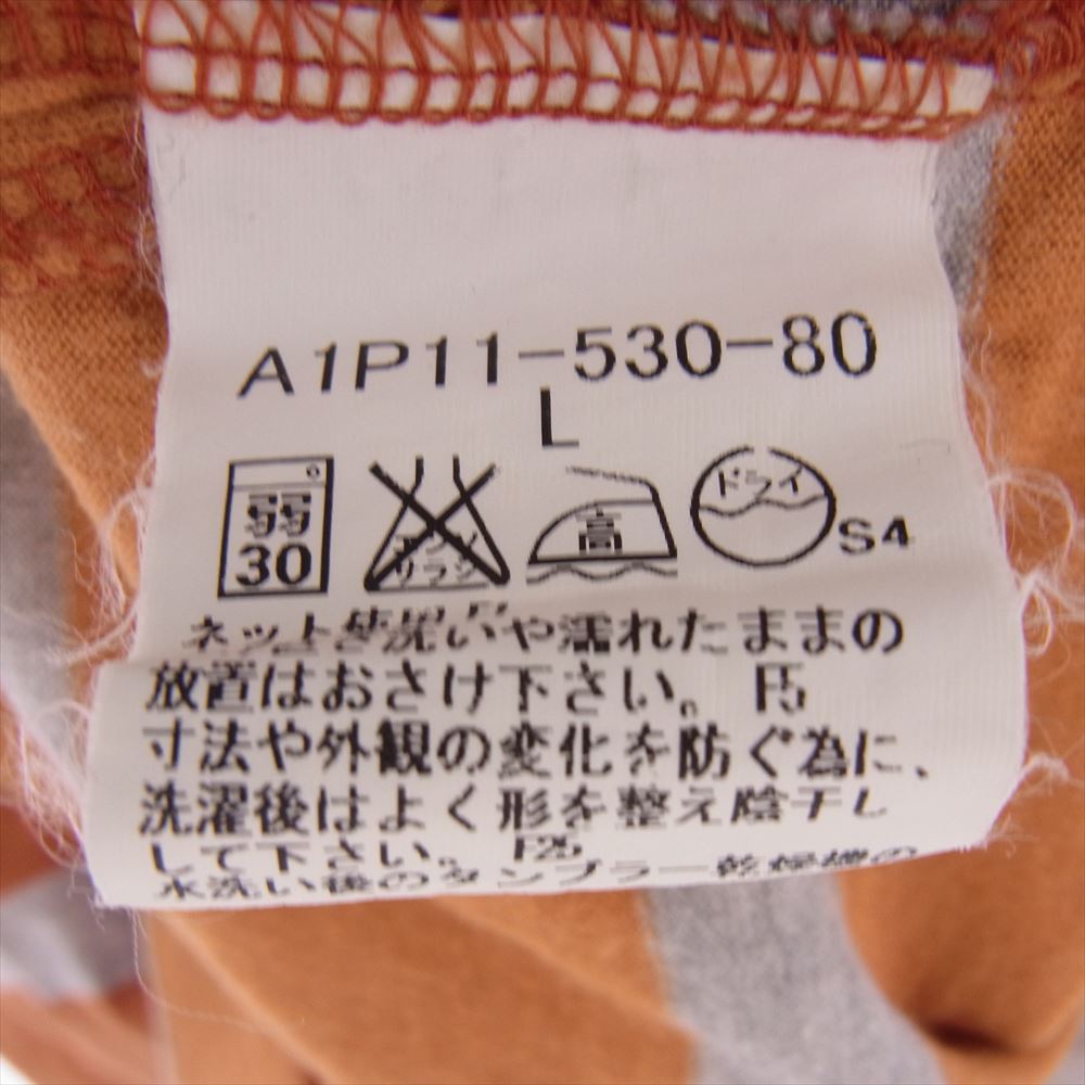 BURBERRY LONDON バーバリー ロンドン 刺繍 ボーダー Tシャツ カットソー 半袖 オレンジ系 グレー系 L【中古】