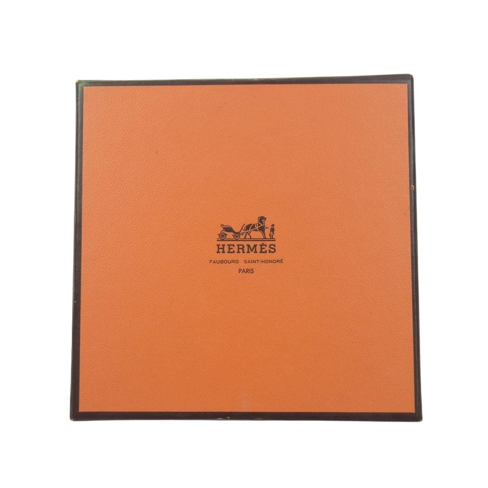 HERMES エルメス フランス製 H編み ロゴジャガード コットン ストール ショール オレンジ系【中古】