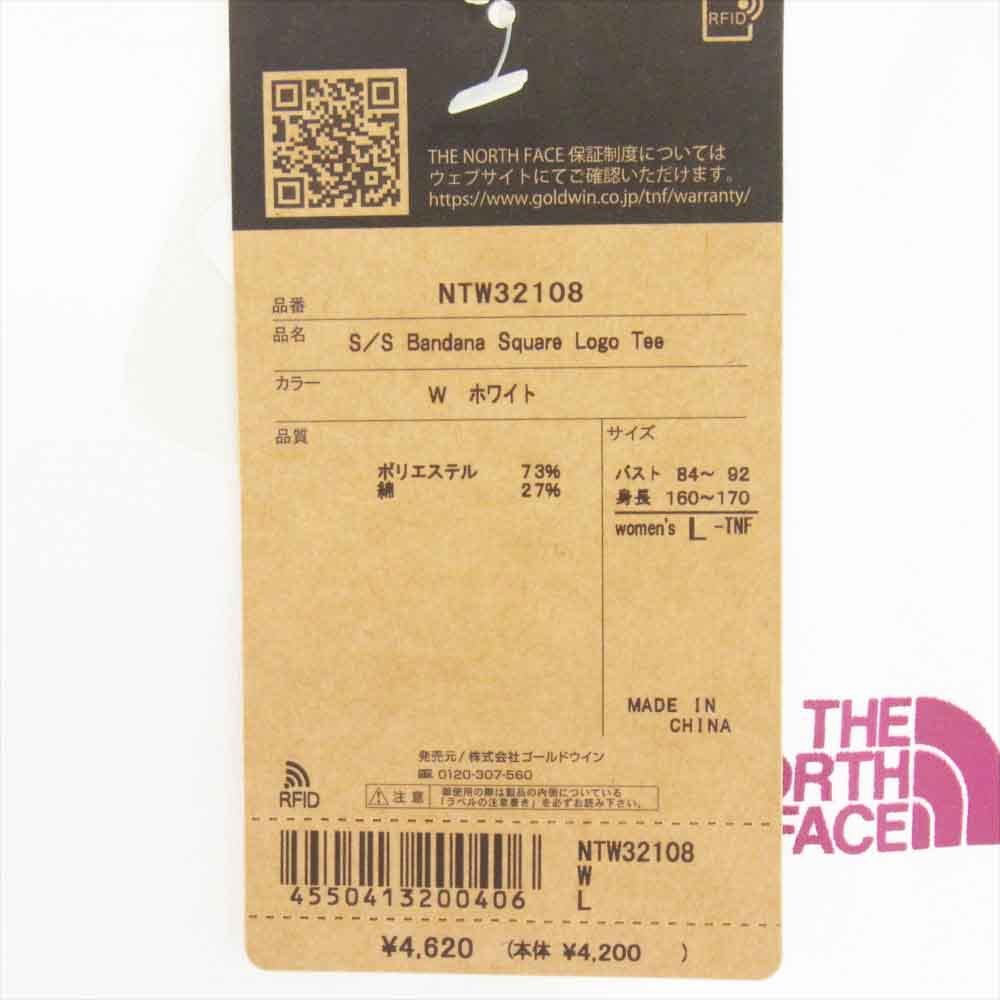 THE NORTH FACE ノースフェイス NTW32108 バンダナ柄 スクエアロゴ 半袖 Tシャツ ホワイト系 L【新古品】【未使用】【中古】
