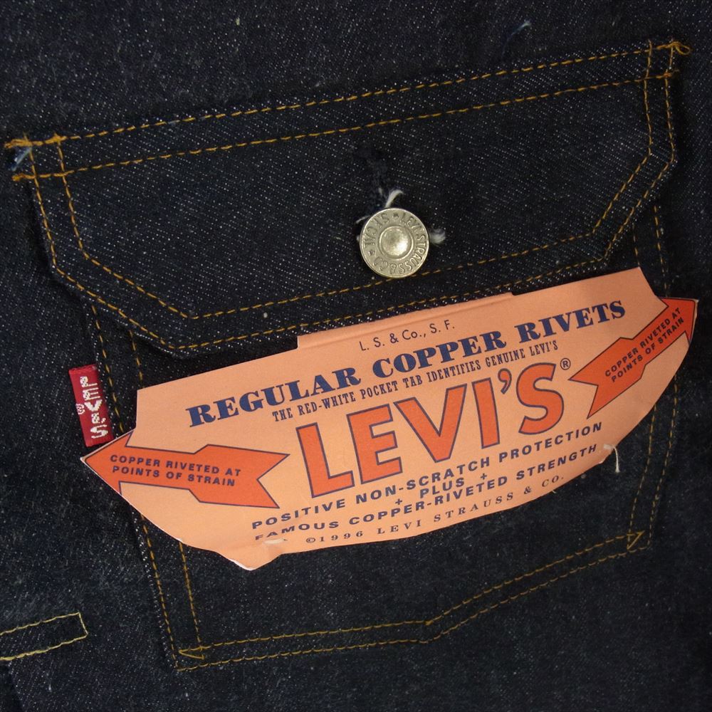 Levi's リーバイス 70501-0003 506XX 復刻 米国製 USA製 1st ファースト 裏ボタン555刻印 デニム トラッカー ジャケット インディゴブルー系 44【新古品】【未使用】【中古】