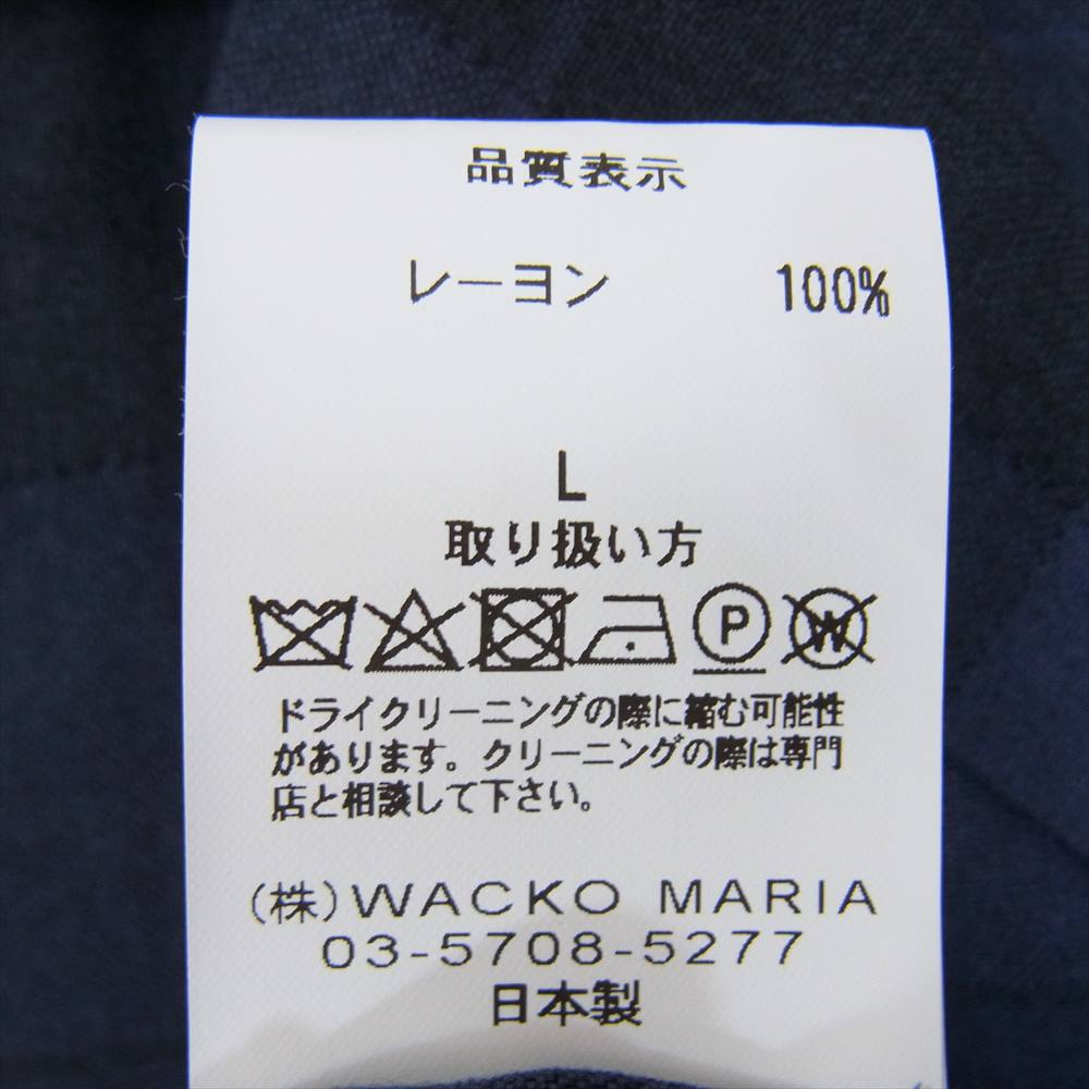 WACKO MARIA ワコマリア 24SS 24SS-WMS-OC12 OMBRE CHECK OPEN COLLAR SHIRT S/S TYPE-3 オンブレチェックオープンカラー 半袖 シャツ ネイビー系 L【新古品】【未使用】【中古】