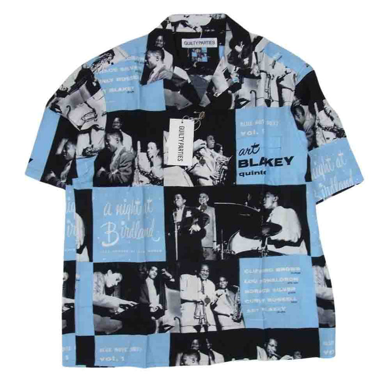 WACKO MARIA ワコマリア 24SS BLUENOTE-WM-HI03 BLUE NOTE HAWAIIAN SHIRT TYPE-3  ブルーノート レコード ハワイアン アロハ 半袖 シャツ ブルー系 M【新古品】【未使用】【中古】