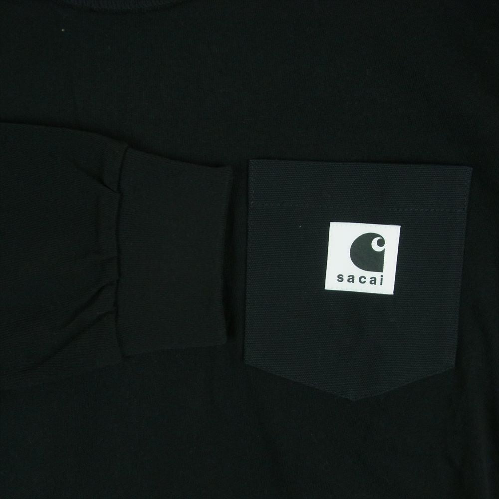 Carhartt カーハート 24-0726S sacai サカイ 24SS WIP L/S T-Shirt ロングスリーブ Tシャツ 長袖 ブラック系 3【極上美品】【中古】