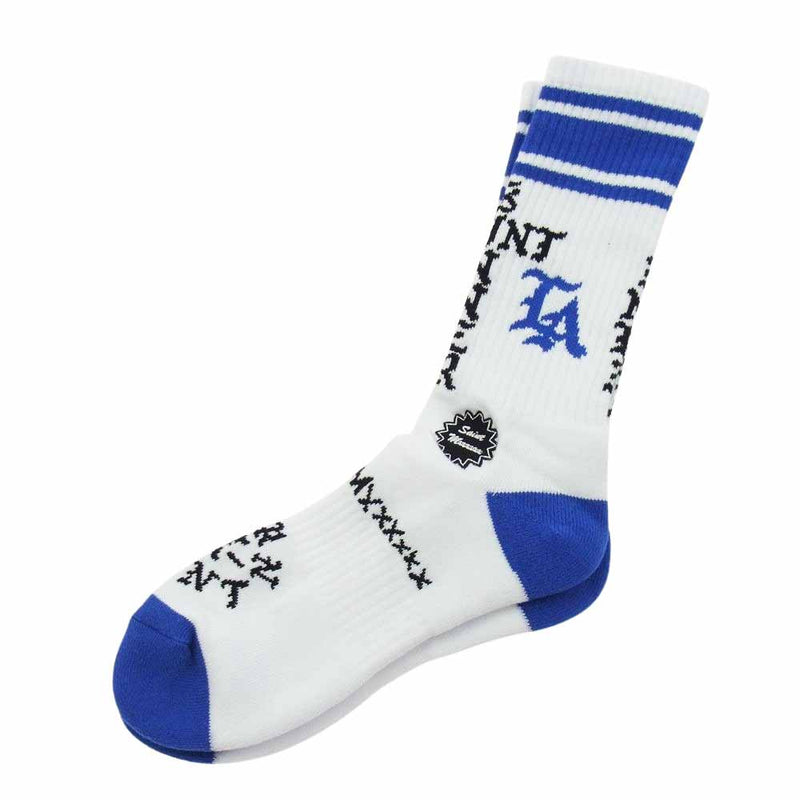 新品 SAINT MICHAEL BORN X RAISED BR SOCKS Lサイズ(白青)】セント