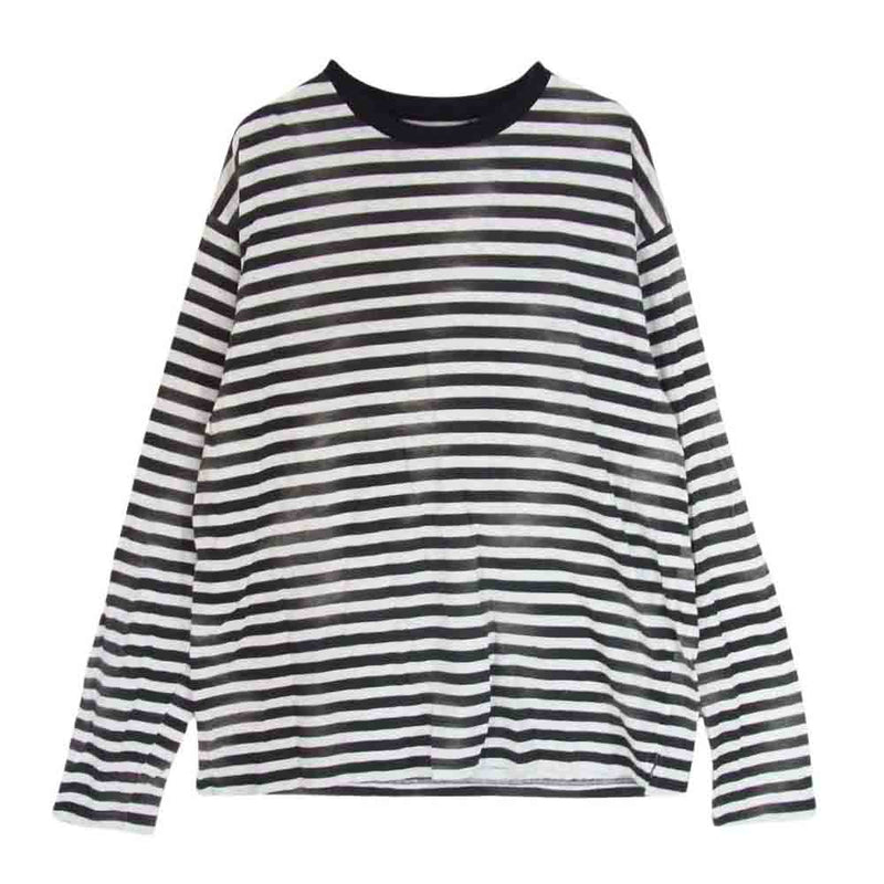 MINEDENIM マインデニム 2309-6002-07-M2 Hazy Border L/S T-SH かすれ ボーダー ロングスリーブ Tシャツ  ブラック系 M【中古】