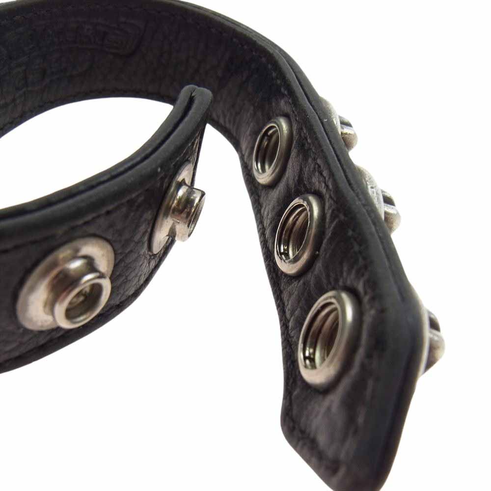 CHROME HEARTS クロムハーツ(原本無) 3BTN 2SNP L&Tボール 3ボタン 2スナップ リップアンドタン レザー ブレスレット シルバー系 ブラック系【中古】