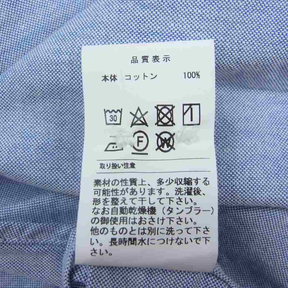 DESCENDANT ディセンダント KENNEDY’S ORGANIC COTTON OX SS SHIRT オーガニック コットン ロゴ刺繍 ボタンダウン 半袖 シャツ ブルー系 3【中古】
