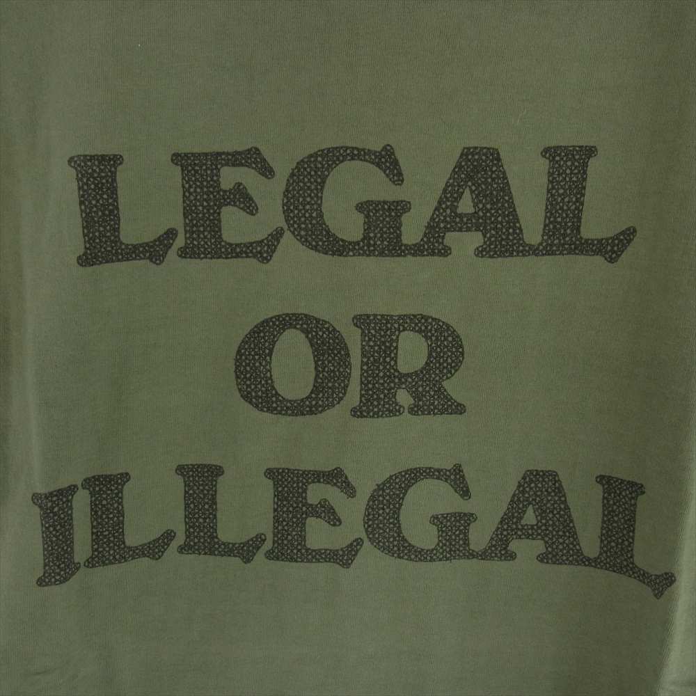 SASAFRAS ササフラス Legal or Illegal T リーガル オア イリーガル ロゴ 長袖 Tシャツ カーキ系 L【新古品】【未使用】【中古】