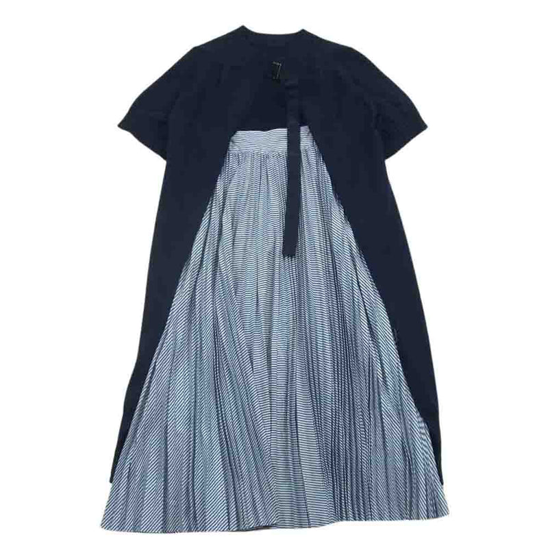 Sacai サカイ 19-04303 バックプリーツ ワンピース ダークネイビー系 
