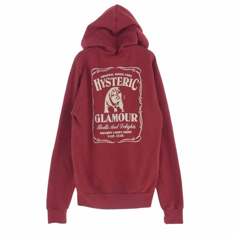 HYSTERIC GLAMOUR ヒステリックグラマー 0234CF11 ガールバックプリント フルジップ スウェット パーカー レッド系 S【中古】