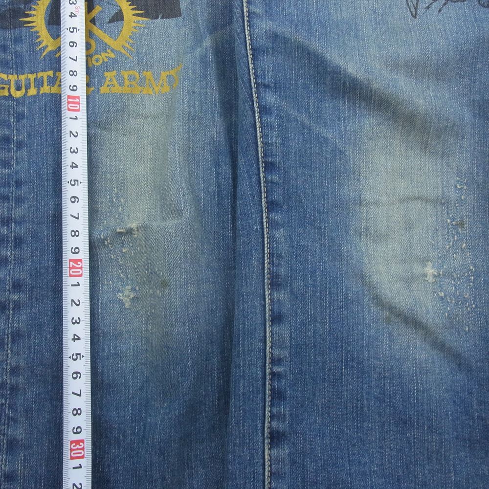 HYSTERIC GLAMOUR ヒステリックグラマー 0231AP04 SP加工 スタッズ GUITARARMY ボタンフライ デニム パンツ 32 インディゴブルー系 32【中古】