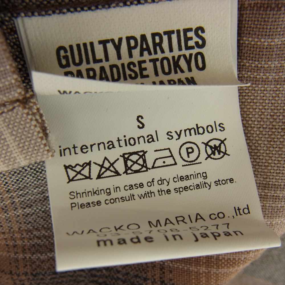 WACKO MARIA ワコマリア 24SS 24SS-WMS-OC10 OMBRE CHECK OPEN COLLAR SHIRT S/S ( TYPE-1 ) オンプレチェック レーヨン オープンカラー 半袖 シャツ ブラウン系 S【極上美品】【中古】