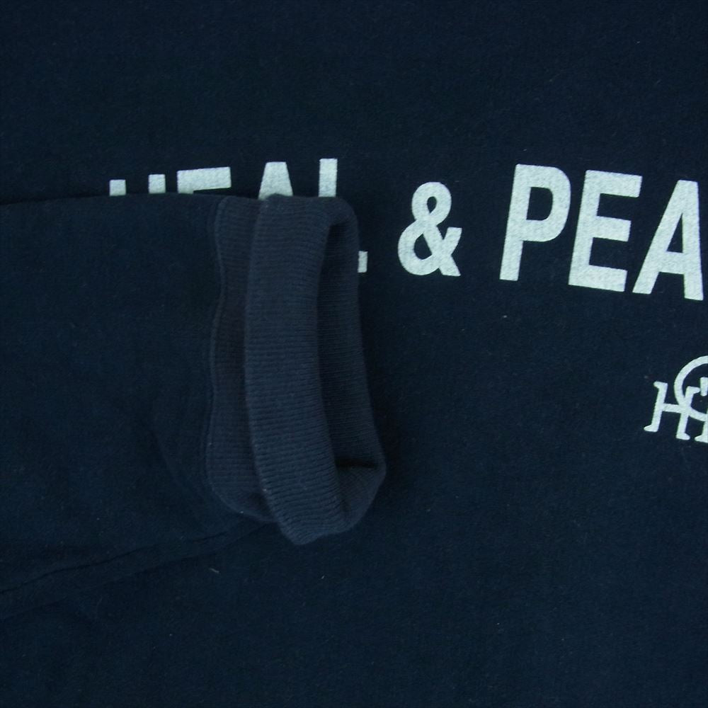 ホリデーズコンフォート HEAL&PEACE プリント クルーネックリブ スウェット トレーナー ネイビー系 XL【中古】