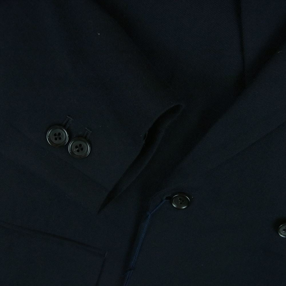 クオン 22AW 142JK020506 KINTSUGI 金継ぎ ダブルブレスト ピークドラペル ストライプ切替 ジャケット ダークネイビー系 L【新古品】【未使用】【中古】