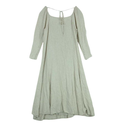 エトレトウキョウ 1220530069-0 コットン リネン スクエア ネック 7分丈 ワンピース グレイッシュベージュ系 F【中古】