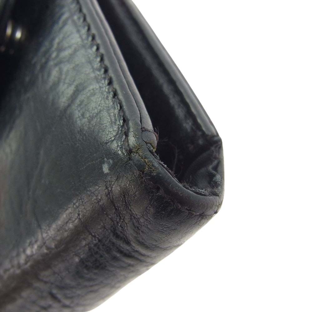 CHROME HEARTS クロムハーツ(原本無) WAVE CROSS BALL クロスボールボタン ウェーブ ロング 二つ折り レザー ウォレット 長財布 ブラック系【中古】