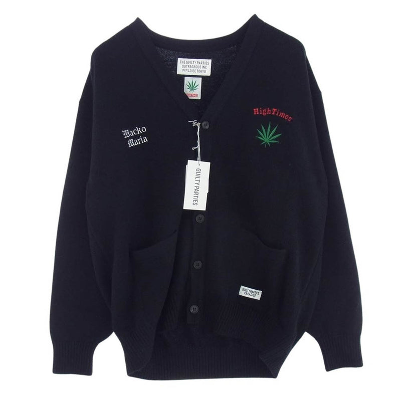 WACKO MARIA ワコマリア HIGHTIMES-WM-KN03 High Times Classic Knit Cardigan ハイタイムズ  クラシック ニット カーディガン ブラック系 M【新古品】【未使用】【中古】