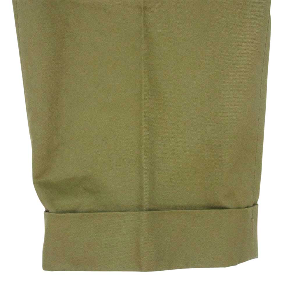 BEAMS ビームス 38-23-0147-803 22S-BP238 IVY Trousers Ankle Cut 80/3 Twill トラウザーズ アンクル丈 シンチバック コットンパンツ カーキ系 L【中古】