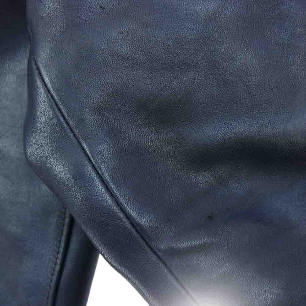 ワイツーレザー × OGBROS オージーブロス 染めカスタム ホースハイド シングル ライダースジャケット ダークネイビー系 38【中古】