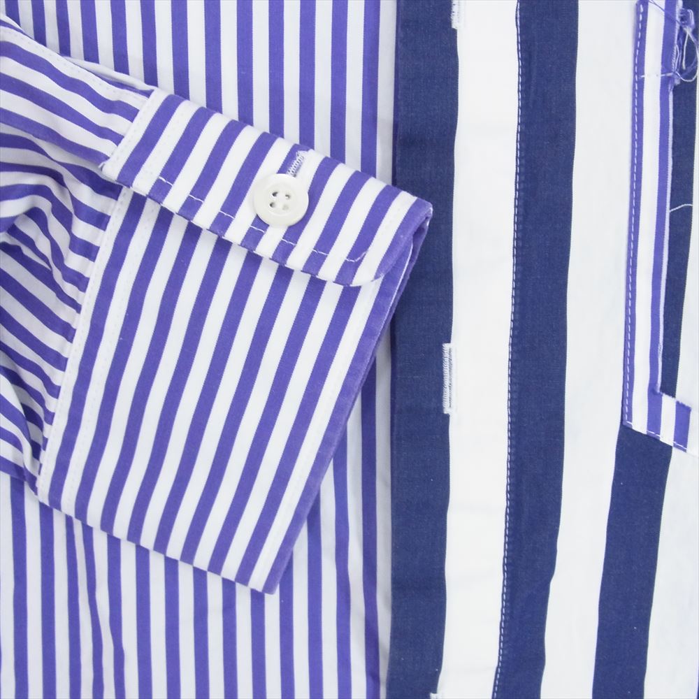 MAISON MARGIELA メゾンマルジェラ 19SS S50DL0383 COMBO STRIPE SHIRT コットン ストライプ シャツ ブルー系 38【中古】