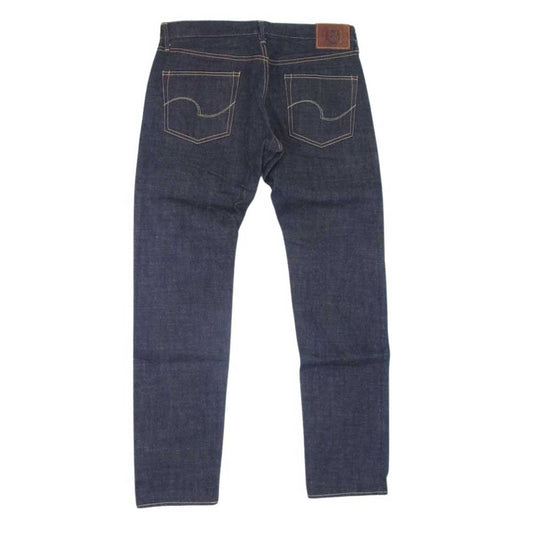 鬼デニム ONI622-14KBE 14oz. Indigo x Beige Relax Tapered 青鬼 リラックス テーパード ボタンフライ インディゴブルー系 34【中古】