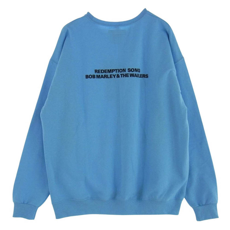 WACKO MARIA ワコマリア BOBMARLEY-WM-SS14 BOBMARLEY CREW NECK SWEAT SHIRT TYPE-４  ボブマーリー スウェット トレーナー ライトブルー系 XL【中古】