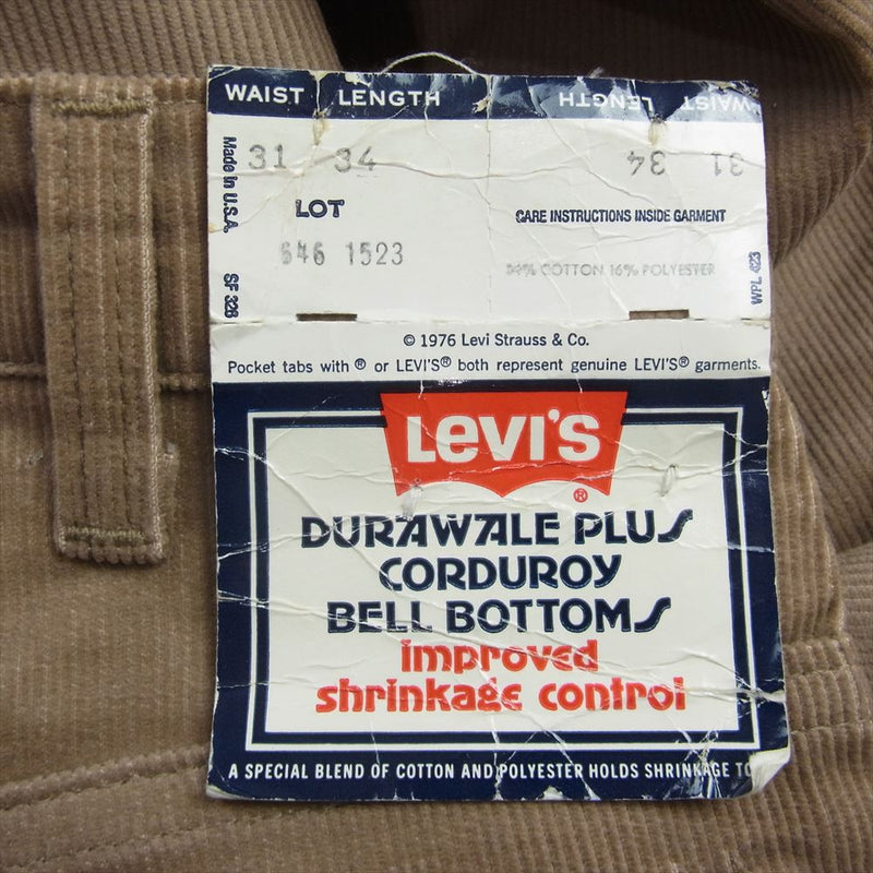 Levi's リーバイス 70s 646 42TALON ブーツカット コーデュロイ パンツ