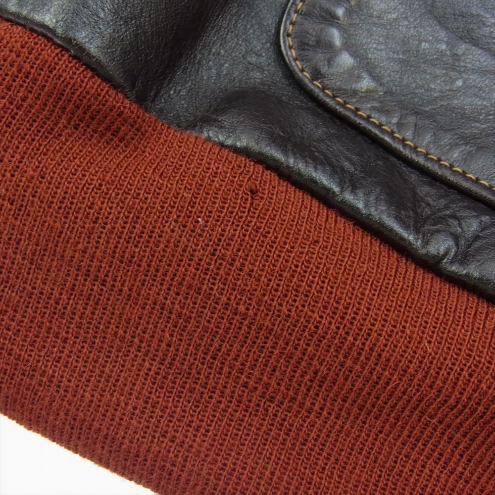 RAINBOW COUNTRY レインボーカントリー W535AC-23380 TYPE A-2 ROUGH WEAR ラフウェア 実名復刻 レッドシルク レザー フライト ジャケット ダークブラウン系 34【中古】