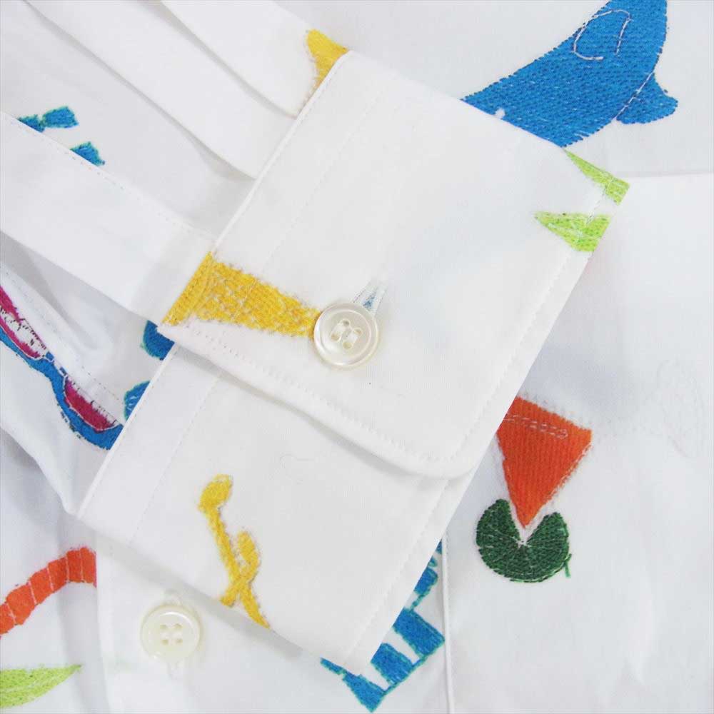 COMME des GARCONS HOMME PLUS コムデギャルソンオムプリュス 24SS PM-B014-051 グラフィック テキストプリント コットン 長袖 シャツ ホワイト系 S【新古品】【未使用】【中古】