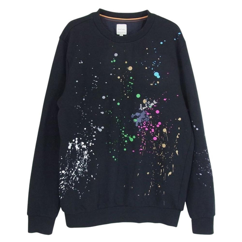 Paul Smith ポール・スミス PF-48-70876 SPLASH SWEAT スプラッシュ ペイント加工 長袖 クルーネック スウェット  ブラック系 S【中古】