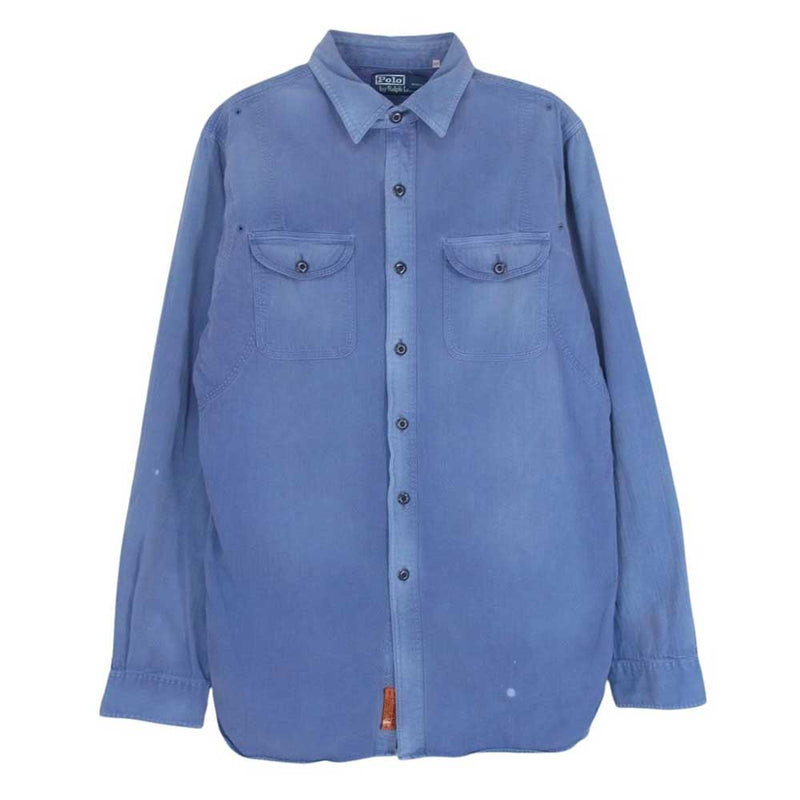 ️新品️ POLO RALPH LAUREN ブルー　ミニタリージャケット　S 人気♥️ポロラルフローレン 麻 リネン ストライプ長袖シャツ ブルー