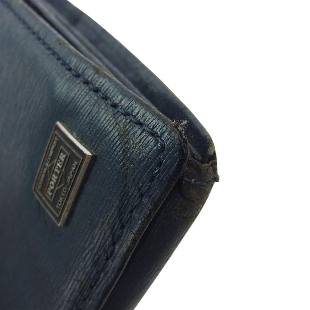 PORTER ポーター 052-02201 CURRENT カレント 二つ折り 長財布 ロング ウォレット ネイビー系【中古】