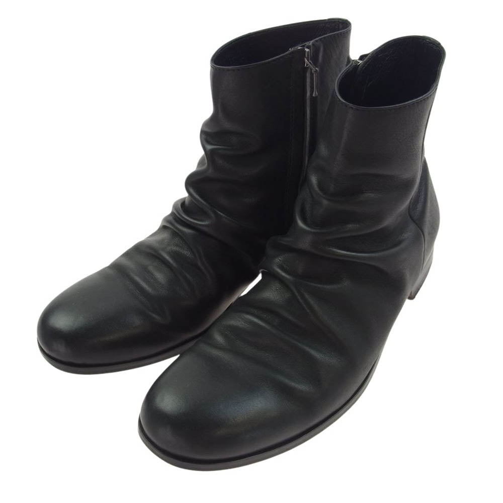 PADRONE パドローネ ベジタブルタンニン鞣し シワ加工 サイドジップ ブーツ ブラック系 42【中古】 PADRONE パドローネ ベジタブルタンニン鞣し シワ加工 サイドジップ