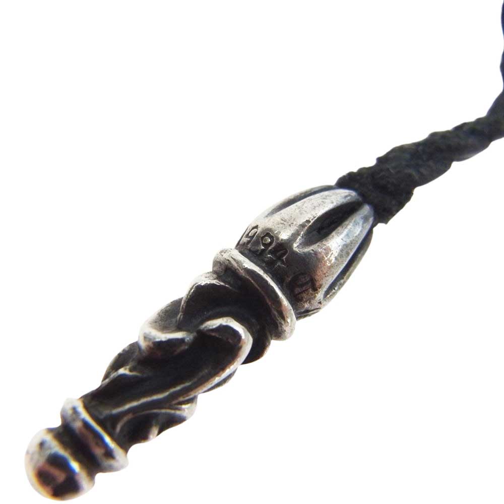 CHROME HEARTS クロムハーツ(原本無) LEATHER BRAID スクロール レザーブレード ネックレス ブラック系 シルバー系【中古】