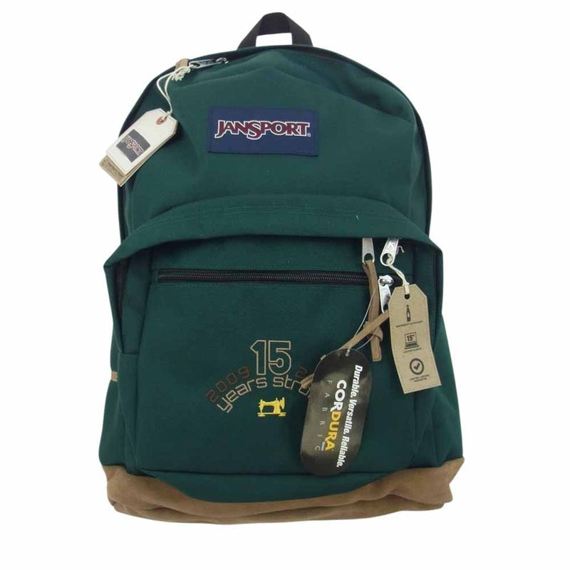 ジアパートメント × JANSPORT RIGHT PACK 15years edition Green ジャンスポ ライトパック 15周年 別注  刺繍 リュック バックパック グリーン系【極上美品】【中古】