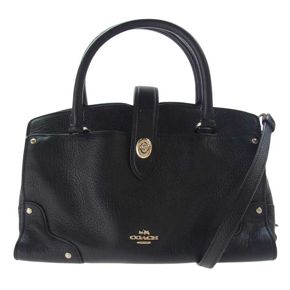 COACH コーチ レザー 2way ハンドバッグ ショルダーバッグ ブラック系 