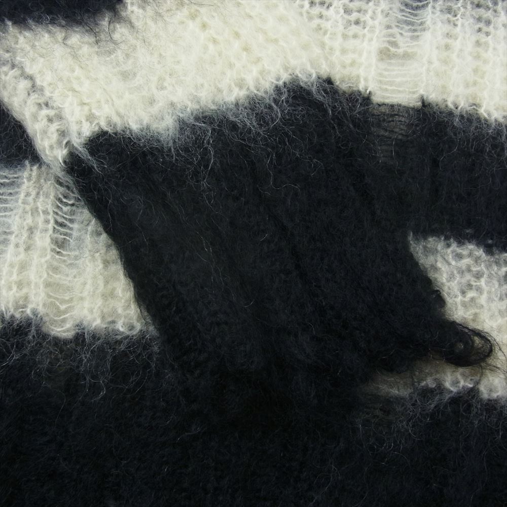 JUNYA WATANABE COMME des GARCONS MAN ジュンヤワタナベコムデギャルソンマン 14AW WN-N011 ダメージ加工 グランジ モヘア ボーダー ニット ブラック系 ホワイト系 L【中古】