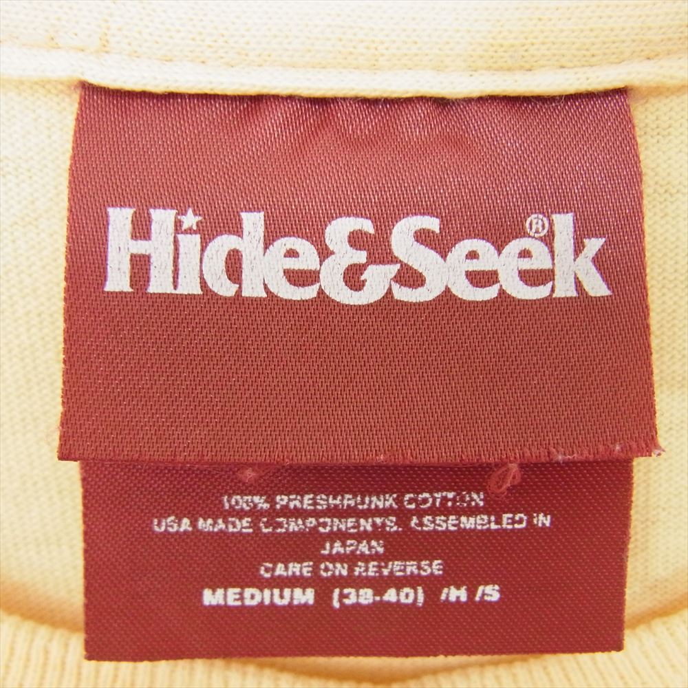 HideandSeek ハイドアンドシーク TEAM FAR EAST ハンドペイント ロゴ クルーネック プリント 半袖 Tシャツ イエロー系 M【中古】